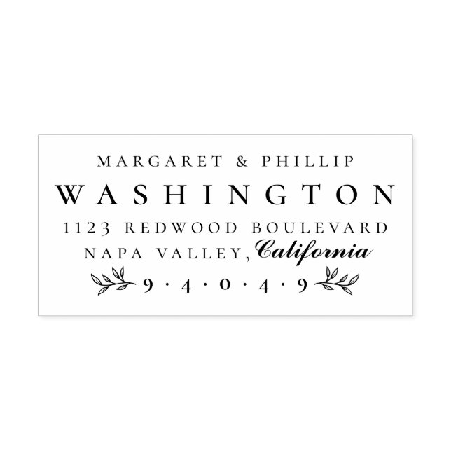 Formal Lettering Married Couple Return Address Rubber Stamp (Imprint)