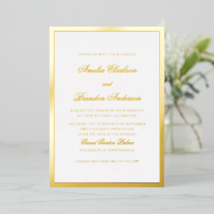 Formal Luxurious Gold Border Script Wedding