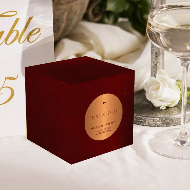 Formal luxury burgundy gold wedding thank you favour box (Creator Uploaded)