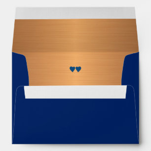 Formal luxury navy blue gold wedding invite envelope