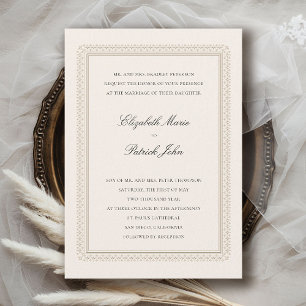 Formal Lys Ecru Modern Classic Elegant Wedding Invitation