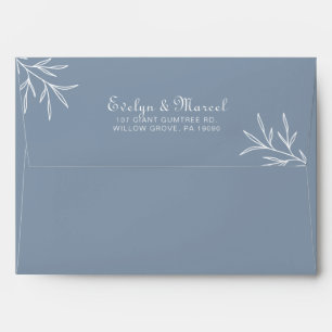 Formal Minimal Dusty Blue Wedding Envelope