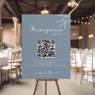 Formal Minimal Dusty Blue Wedding Honeymoon Fund  Poster