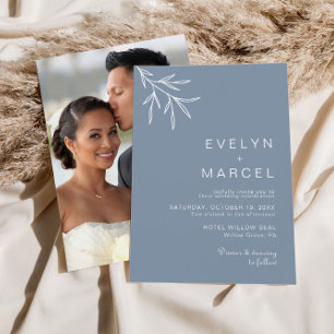 Formal Minimal Dusty Blue Wedding Invitation