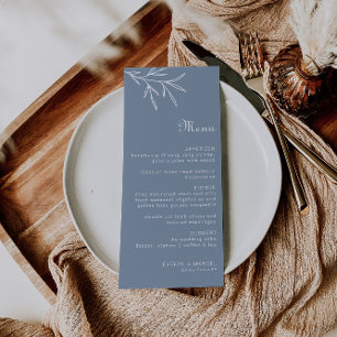 Formal Minimal Dusty Blue Wedding Menu