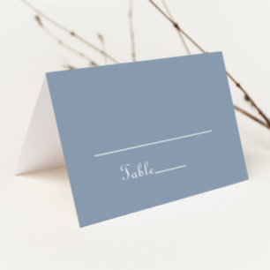 Formal Minimal Dusty Blue Wedding Place Card