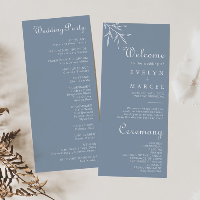 Formal Minimal Dusty Blue Wedding Program (Creator Uploaded)