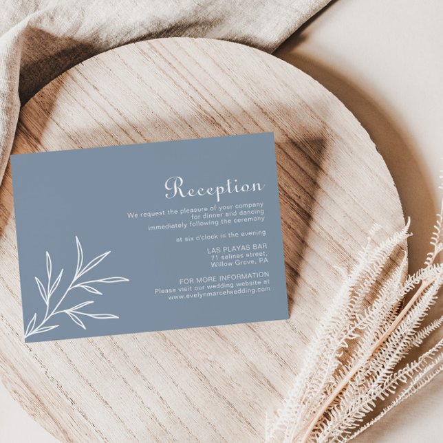 Formal Minimal Dusty Blue Wedding Reception  Enclosure Card (Creator Uploaded)