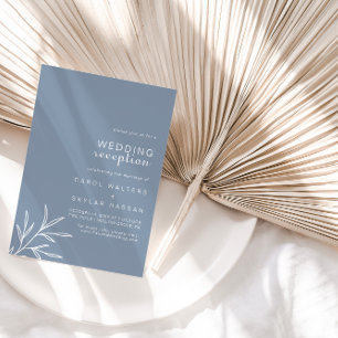 Formal Minimal Dusty Blue Wedding Reception  Invitation