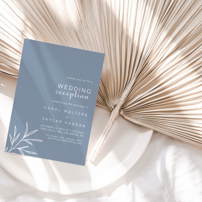 Formal Minimal Dusty Blue Wedding Reception  Invitation (Creator Uploaded)