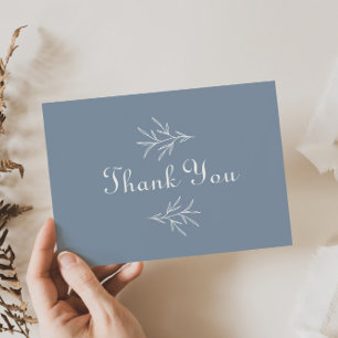 Formal Minimal Dusty Blue Wedding Thank You Card