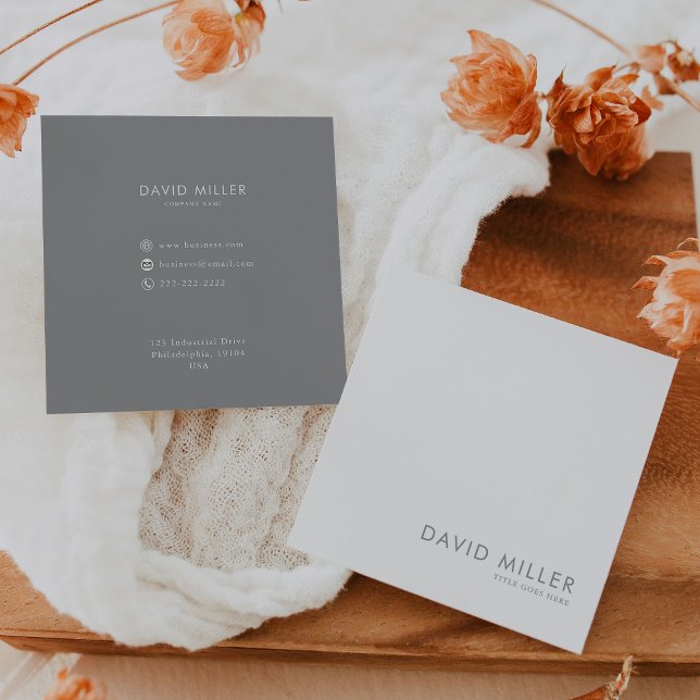 Formal Minimalist Grey and White Business Card (Creator Uploaded)