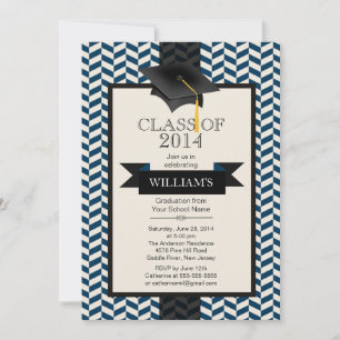 Formal Modern Chevron Graduation Party Invitation