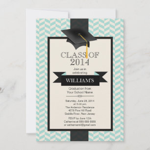 Formal Modern Chevron Graduation Party Invitation
