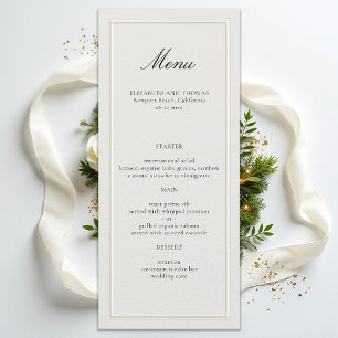 Formal Modern Classic Double Frame Ecru Wedding Menu