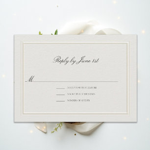 Formal Modern Classic Elegant Ecru Wedding RSVP