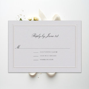 Formal Modern Classic Elegant Ivory Wedding RSVP