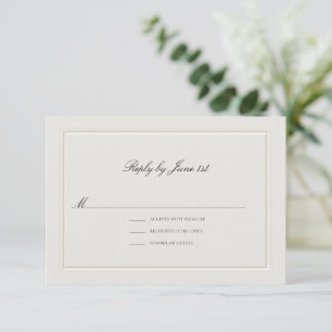 Formal Modern Classic Elevated Ecru Sm Wedding RSVP Card