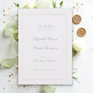 Formal Modern Classic Elevated Sage Pearl Wedding Save The Date