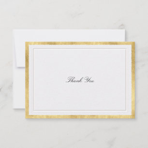 Formal Modern Classic Faux Gold Pearl Wedding Thank You Card