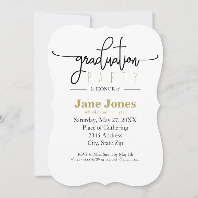 FORMAL MODERN SCRIPT Graduation Party Invitation (Front)
