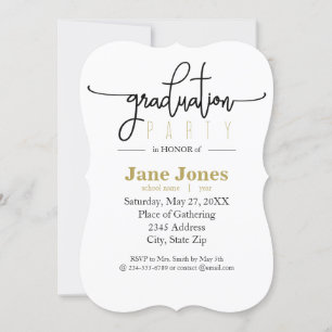 FORMAL MODERN SCRIPT Graduation Party Invitation