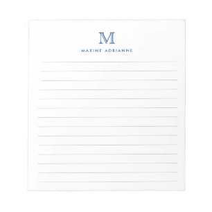 Formal Modern Simple Classic Navy Blue Monogram Notepad