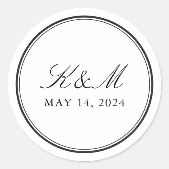 Formal Monogram  Classic Round Sticker (Front)