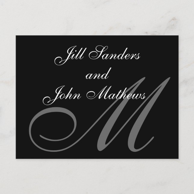 Formal Monogram M Save the Date Announcement (Front)