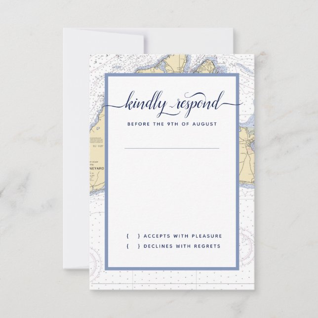Formal Nautical Wedding Martha's Vineyard RSVP Card (Front)