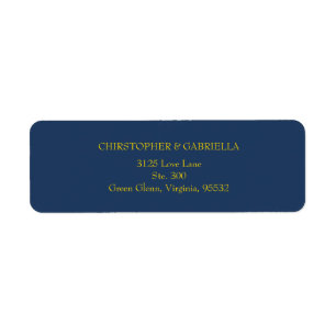 Formal Navy and Gold Simple Wedding Return Address Label
