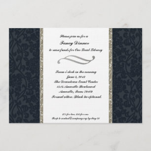 Formal Navy and Silver Fundraising Invitation