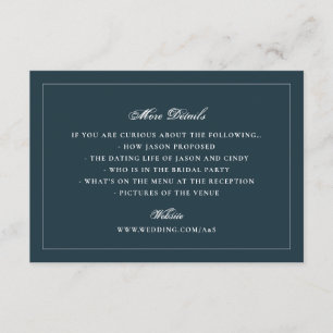 Formal Navy Blue Border Wedding Website Details Enclosure Card