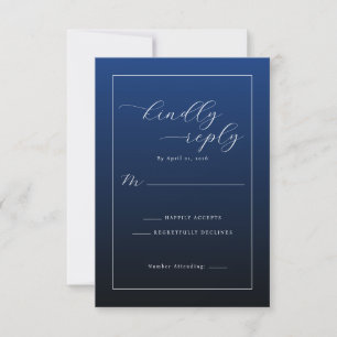 Formal Navy Blue RSVP Card