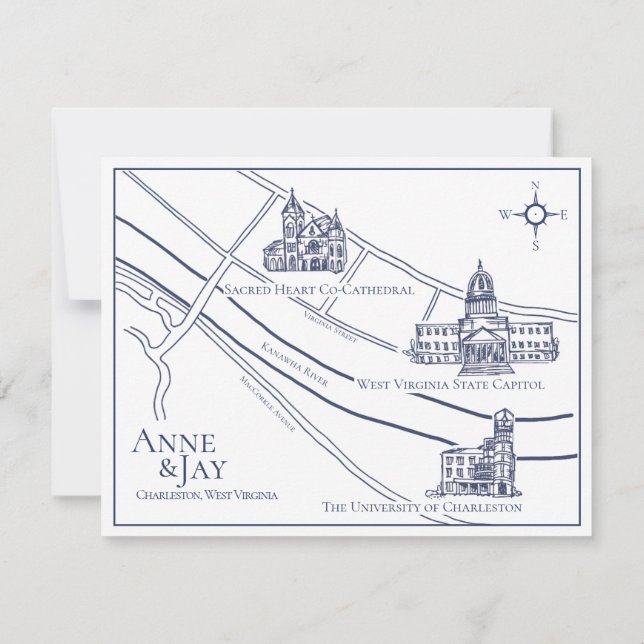 Formal Navy Details Card no Border Charleston Back (Back)