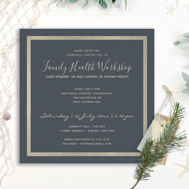 FORMAL NAVY SILVER DAMASK CLASSIC WORKSHOP EVENT INVITATION (Creator Uploaded)