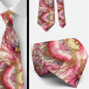 Formal Neck Tie Marble Pink & Gold