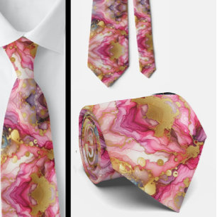 Formal Neck Tie Marble Pink & Gold