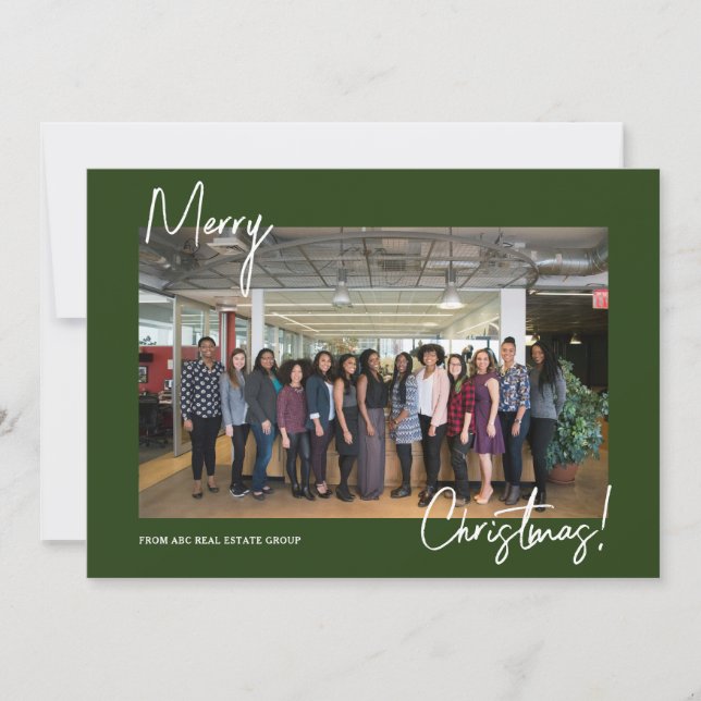 Formal Office Business Logo Merry Christmas Holiday Card (Front)