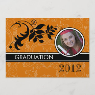 Formal Orange Photo Graduation Announcements