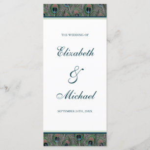Formal Peacock Feathers Wedding Program