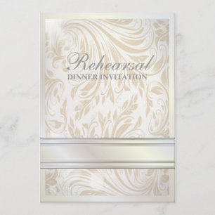 Formal Pearl Damask Rehearsal Dinner Invitation