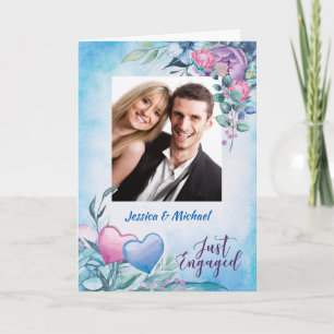 Formal Photo Engagement Announcement Purple & Blue