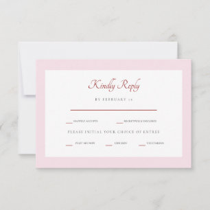 Formal Pink & Red Dinner Options RSVP Card