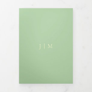 Formal Pistachio & Cream Modern Wedding Tri-Fold Card