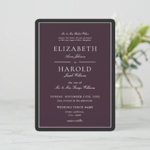 Formal Plum Classic Acrylic Wedding Invitation