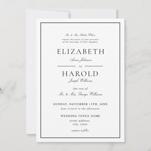 Formal Plum Classic Acrylic Wedding Invitation (Front)