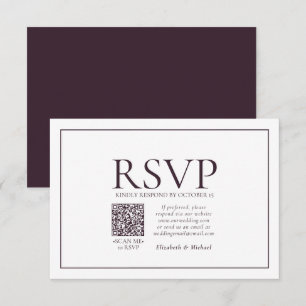 Formal Plum Classic QR Code Wedding RSVP Card