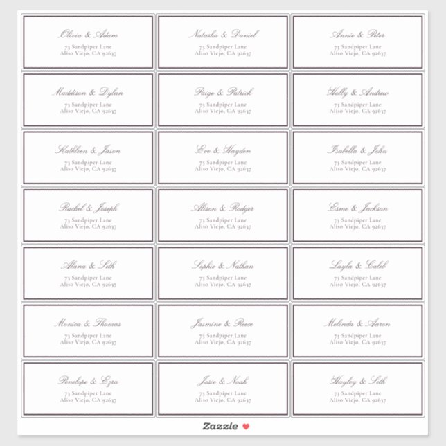 Formal Plum Classic Wedding Guest Address (Sheet)