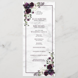 Formal Plum Purple Watercolor Wedding Program